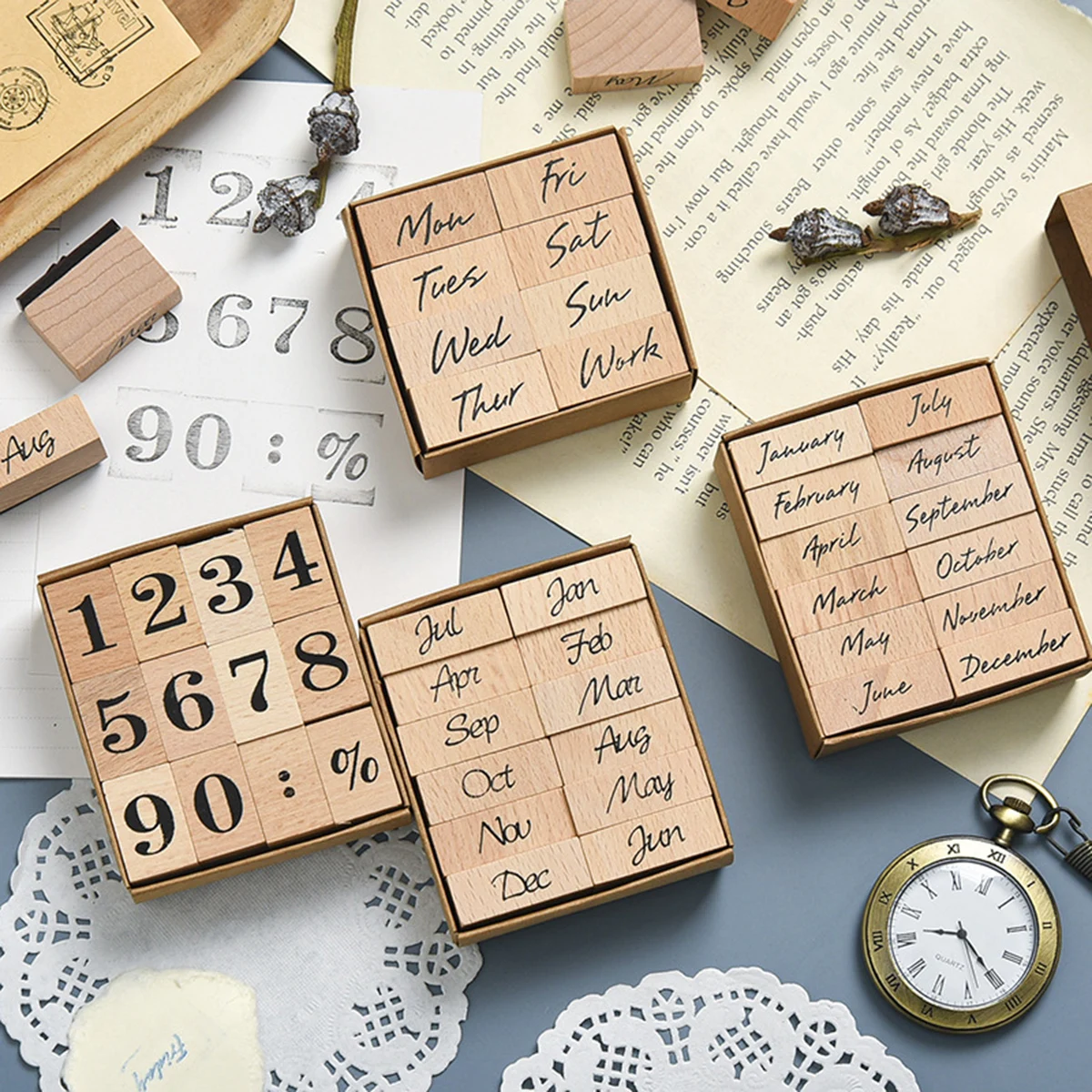 Rubber Date Stamp - Tampon dateur en bois et caoutchouc,