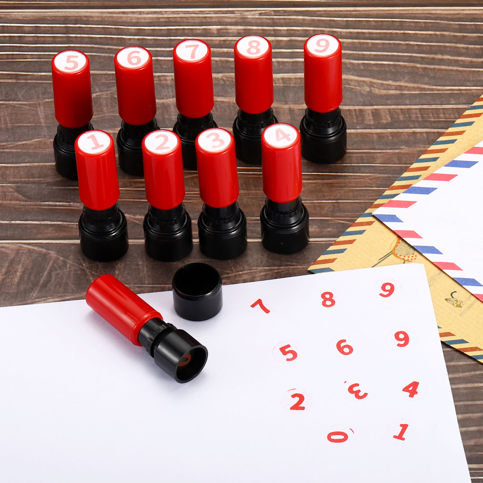 Rubber Date Stamp - Tampons numérotés auto-encreurs 0-9 7mm, tampon