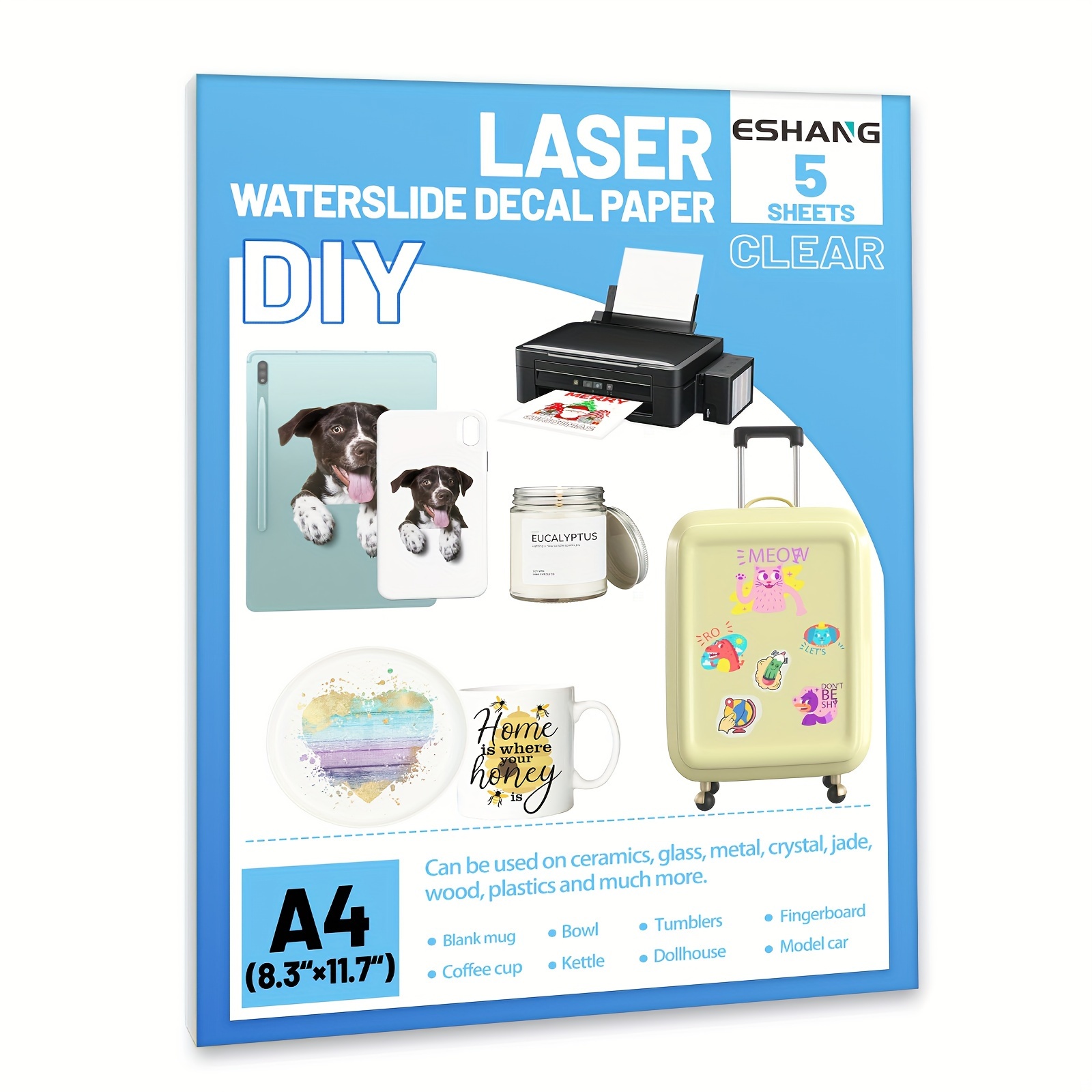 Ink Blotter Paper - 5 feuilles de papier autocollant transparent